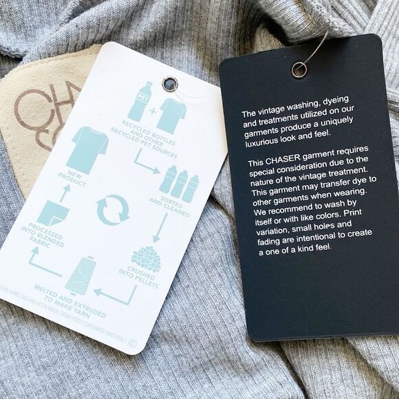 Chaser Brand Gray Thermal Waffle Knit Zip-up Puff Sleeve Sweatshirt Revolve - Picture 6 of 7